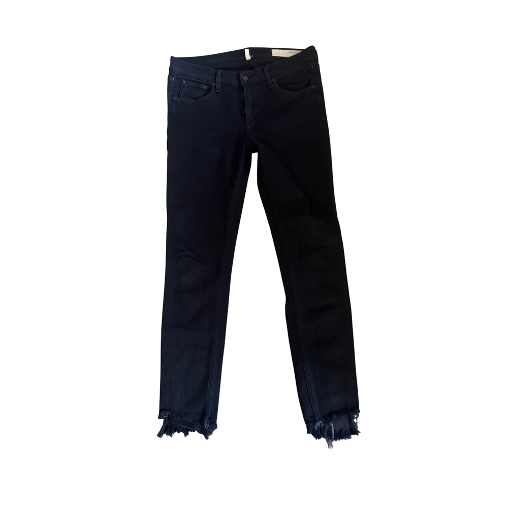 Rag & Bone JEAN Skinny Raw Step Hem Indigo Blue Denim Jeans Size 28